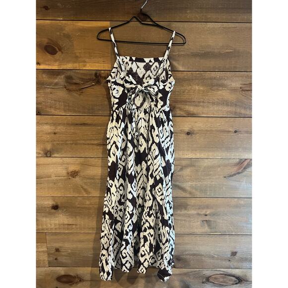 Fat Face 100% Linen Dress Brown na d White Tie‎ Back Womans Size UK/8 US/6 - Picture 6 of 10